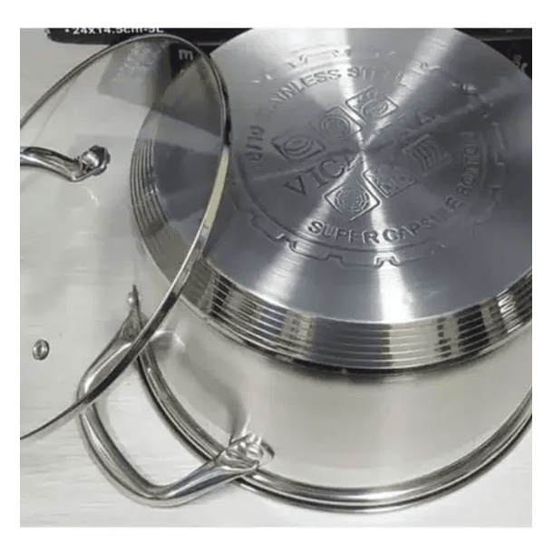 Olla Con Tapa De Vidrio Acero Inoxidable  5lts Color Plateado 3