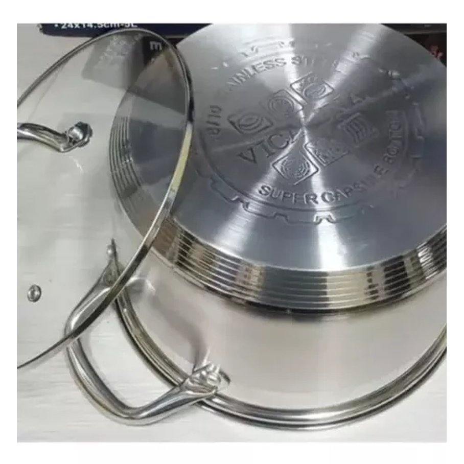 Olla Con Tapa De Vidrio Acero Inoxidable  5lts Color Plateado 3