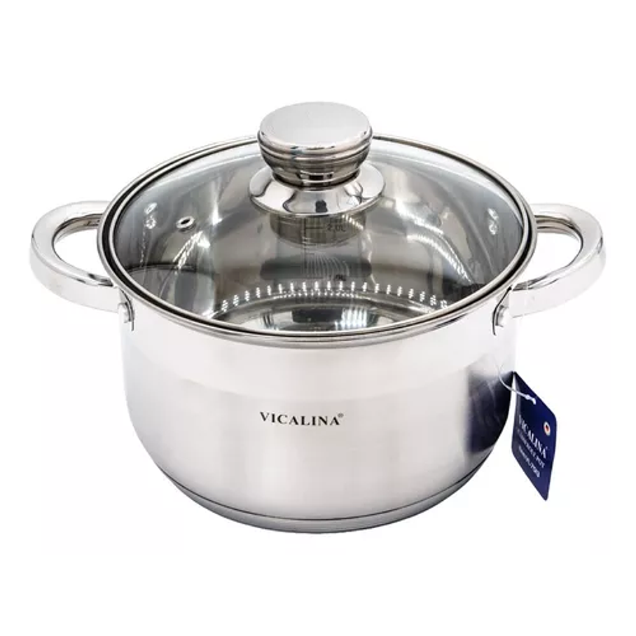 Olla Con Tapa De Vidrio Acero Inoxidable  5lts Color Plateado 4