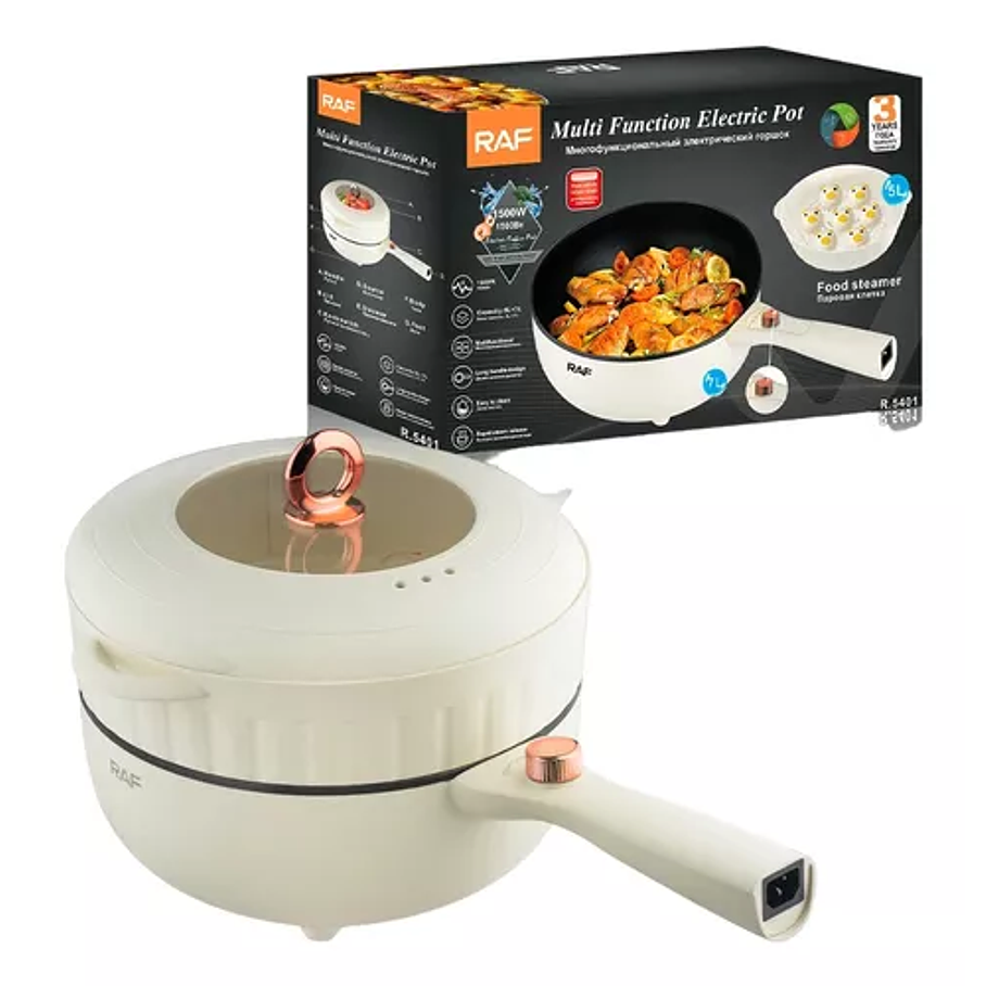 Olla Vaporera Eléctrica Multifuncional 7 Lts Raf R.5401 Color Blanco Frecuencia 50hz 1