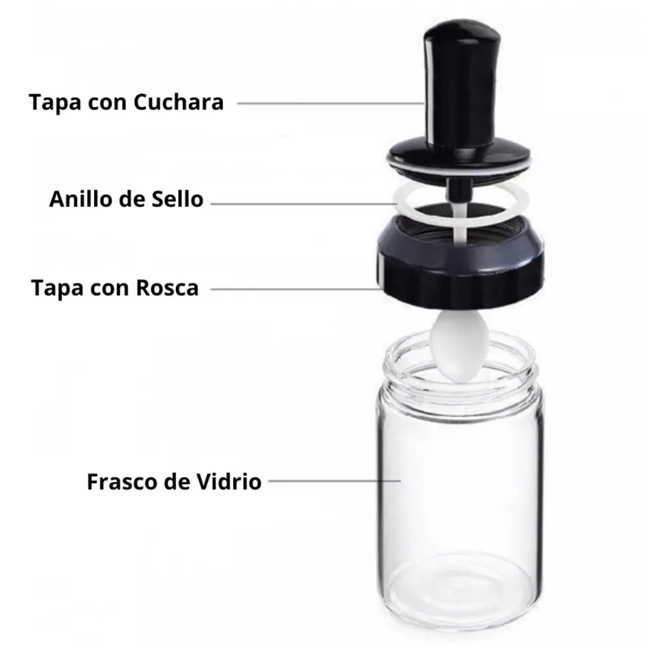 Set 6 Especieros Condimentos Giratorio 360 Especiero Cocina Color Negro 3