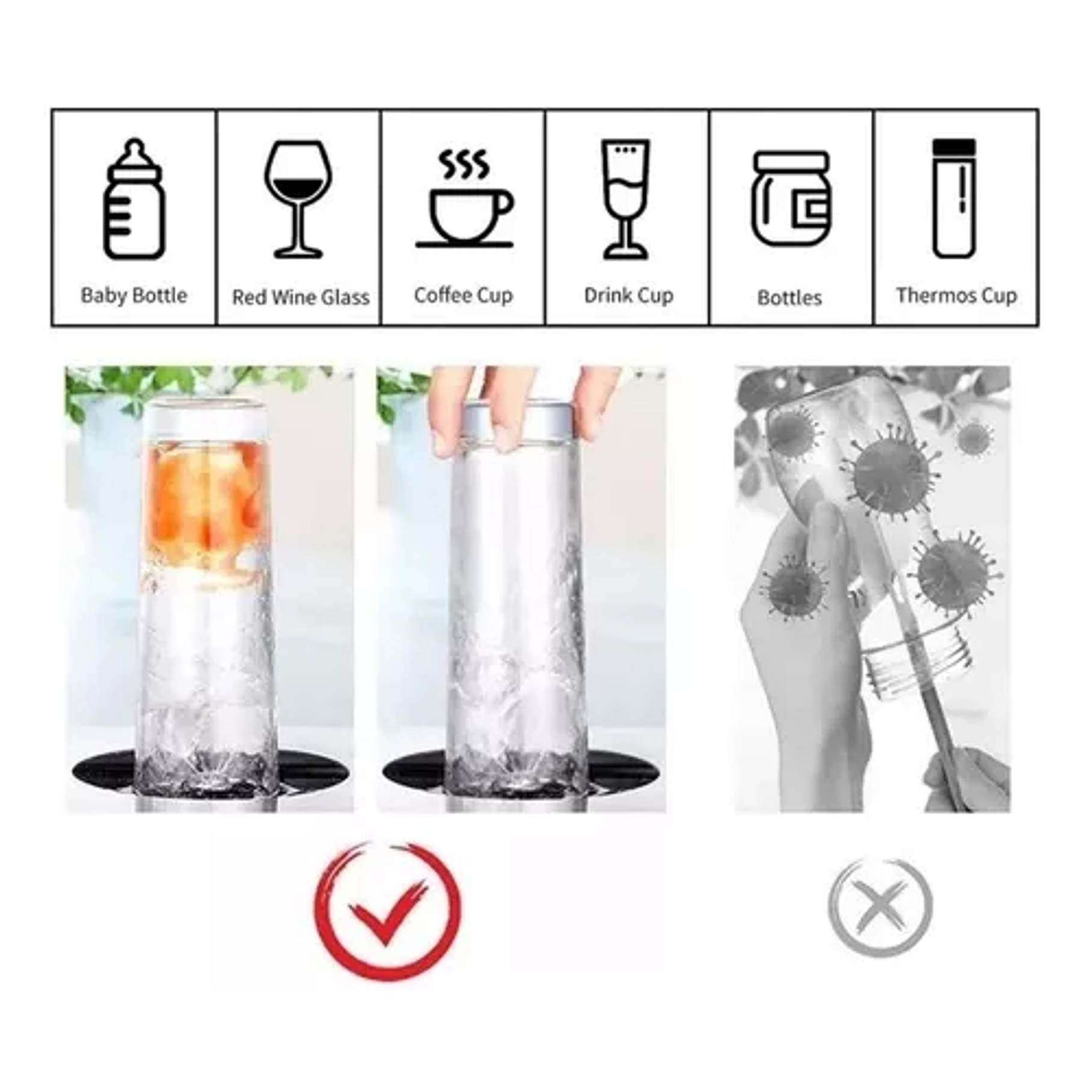 Enjuagadora De Vasos De Vidrio Para Taza, Jarra, Arandela 3