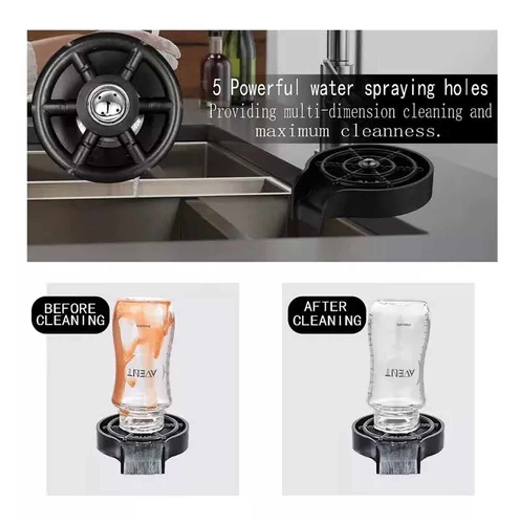 Enjuagadora De Vasos De Vidrio Para Taza, Jarra, Arandela 4