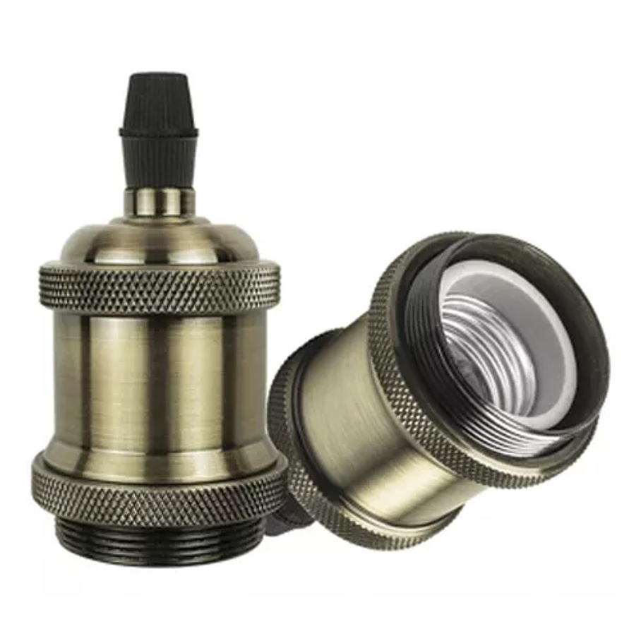 Soquete E27 Bronce Metálico Vintage Iluminación Hogar 4