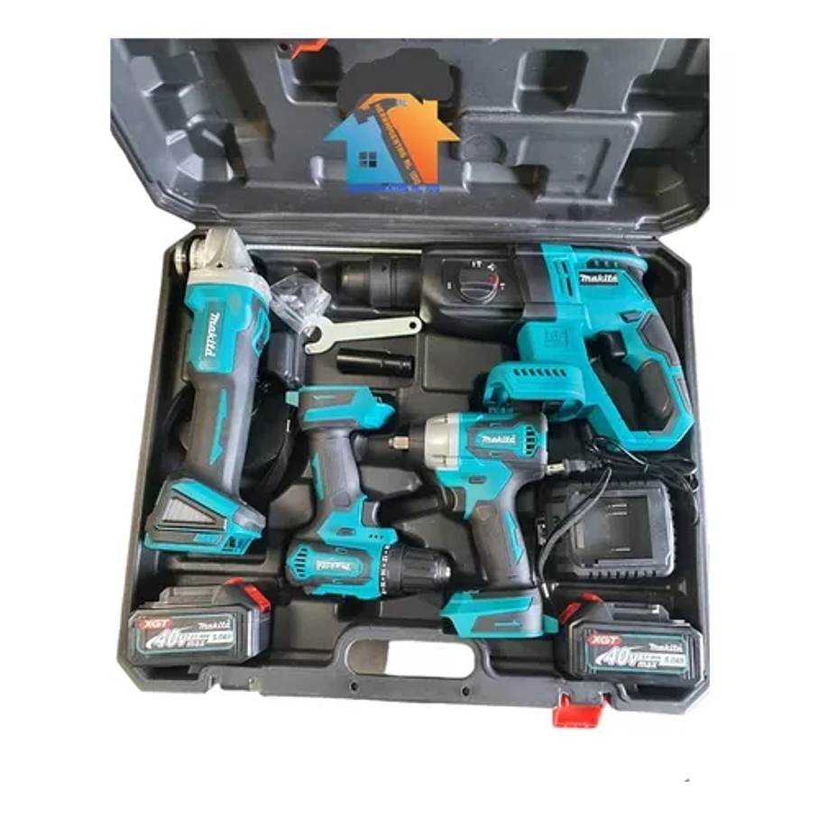 Kit de Taladros Portátil Percutor Esmeril Doble Bateria 2