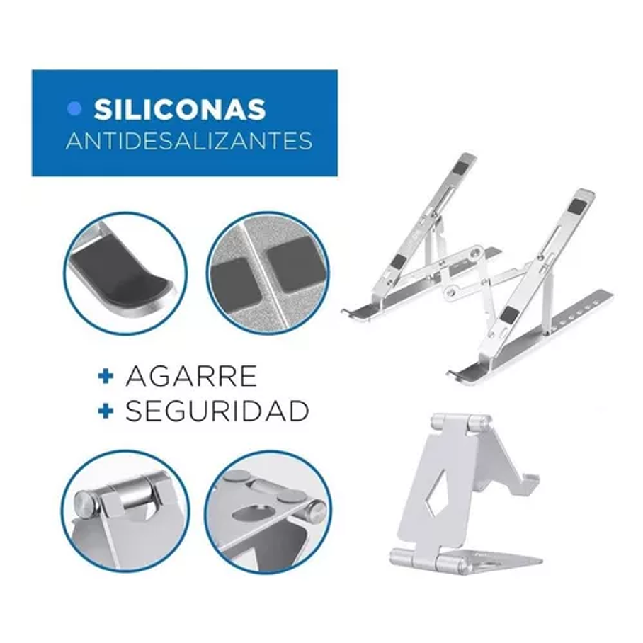 Soporte De Alumnio Notebook Portatil Color Plateado 4