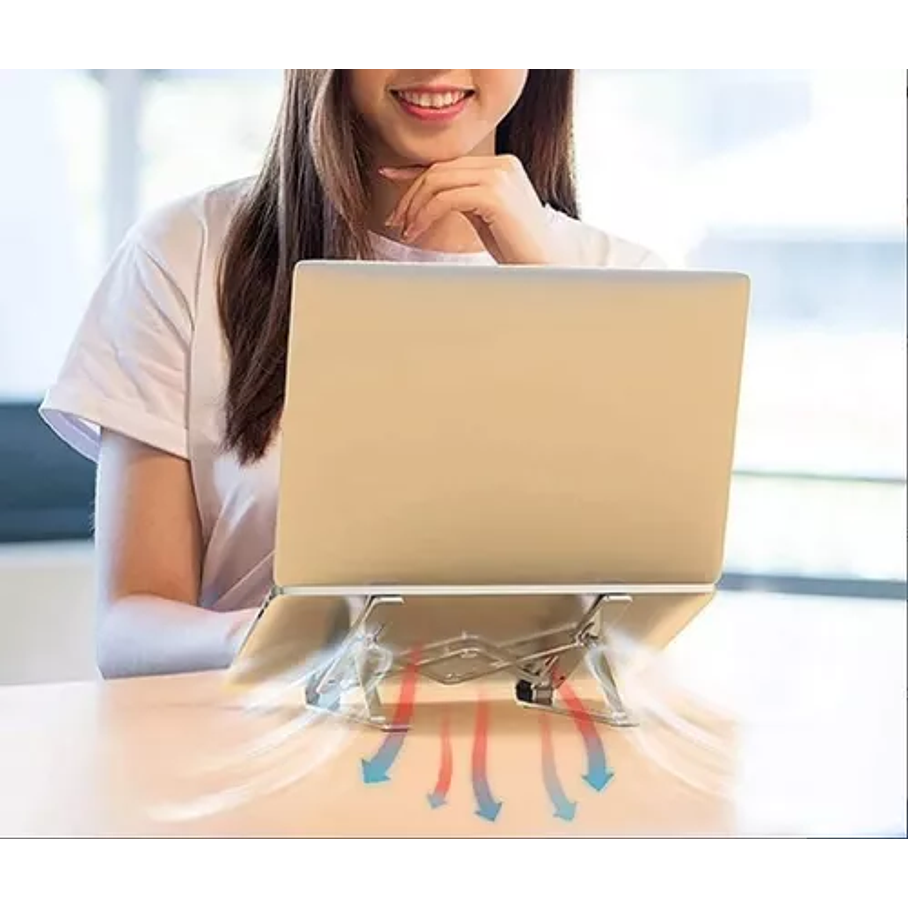 Soporte De Alumnio Notebook Portatil Color Plateado 3