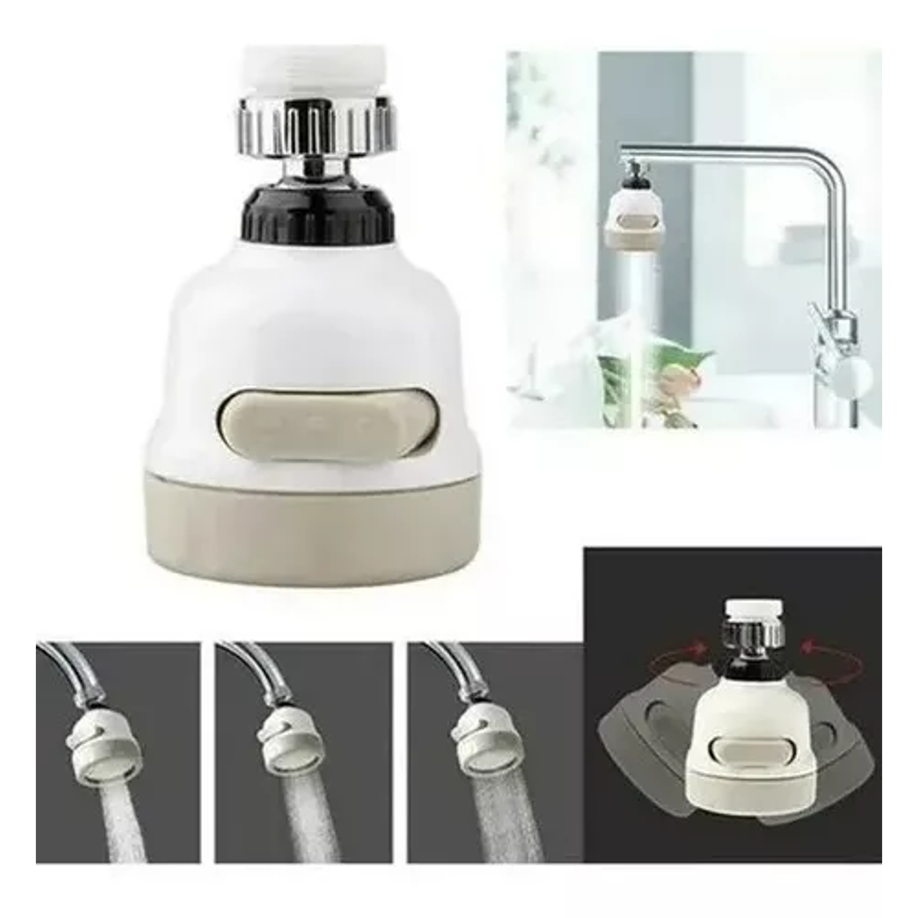 Adaptador Para Lavaplatos Antisalpicaduras, Ahorra Agua Color Blanco 3