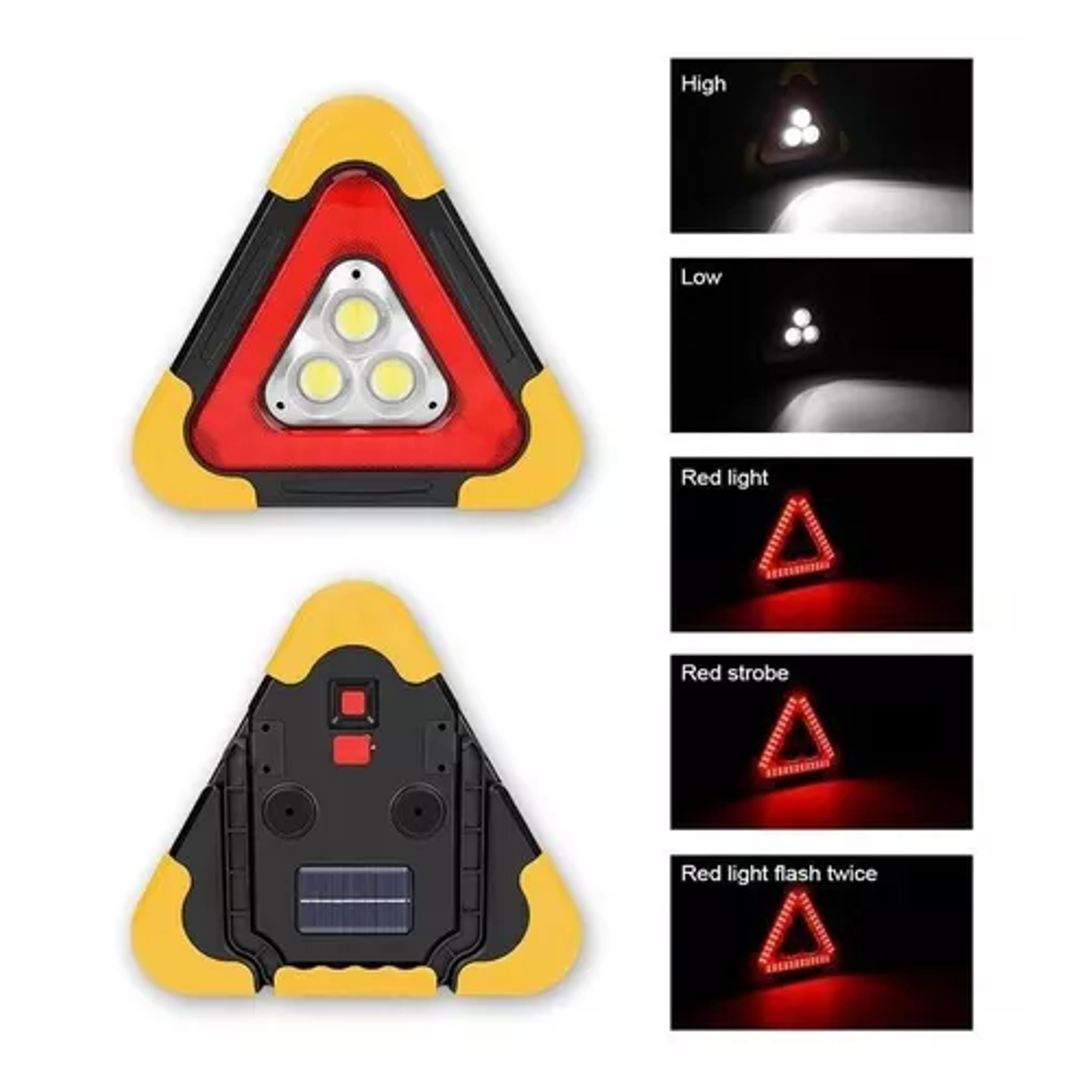 Luz Triángulo De Emergencia 3 Led Powerbank Carga Solar Usb 4