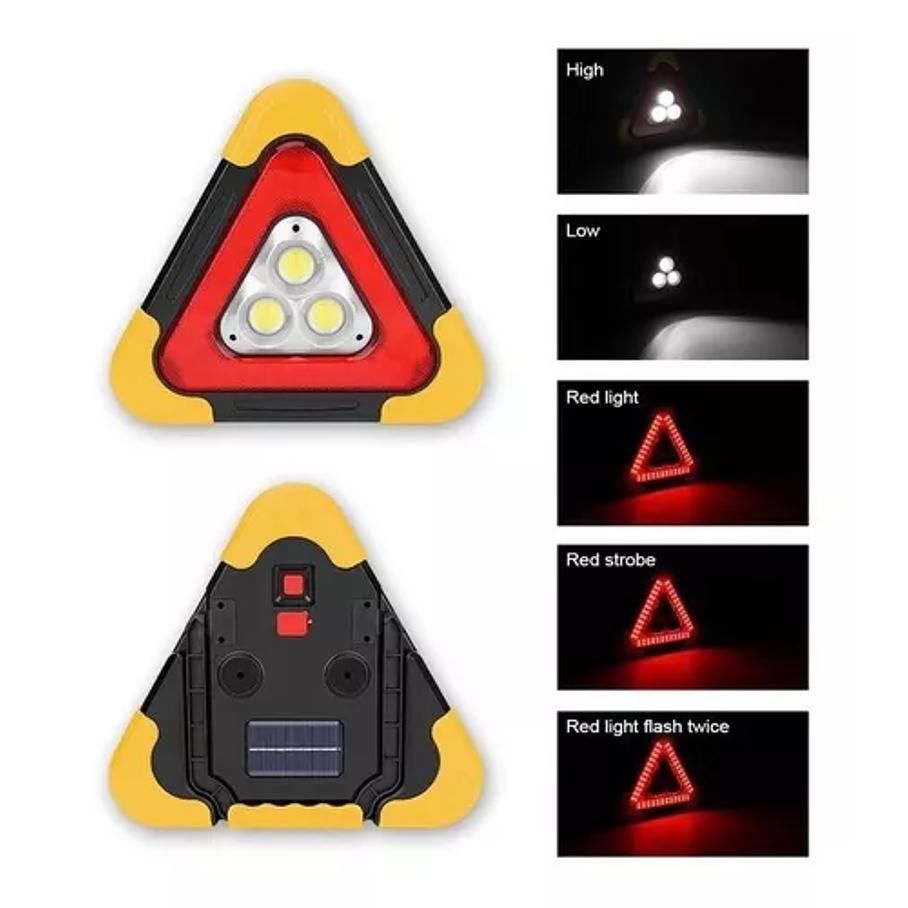 Luz Triángulo De Emergencia 3 Led Powerbank Carga Solar Usb 4