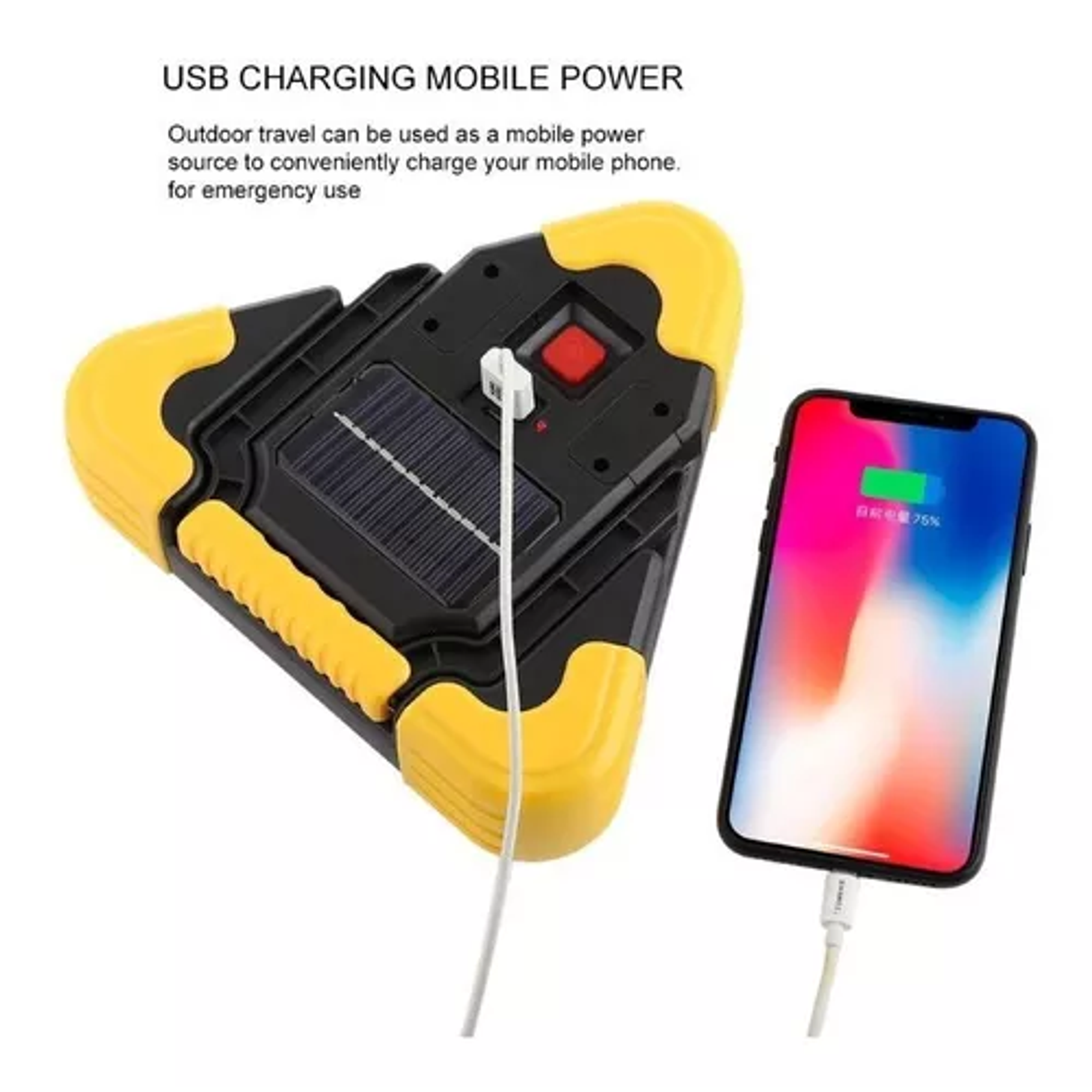 Luz Triángulo De Emergencia 3 Led Powerbank Carga Solar Usb 2