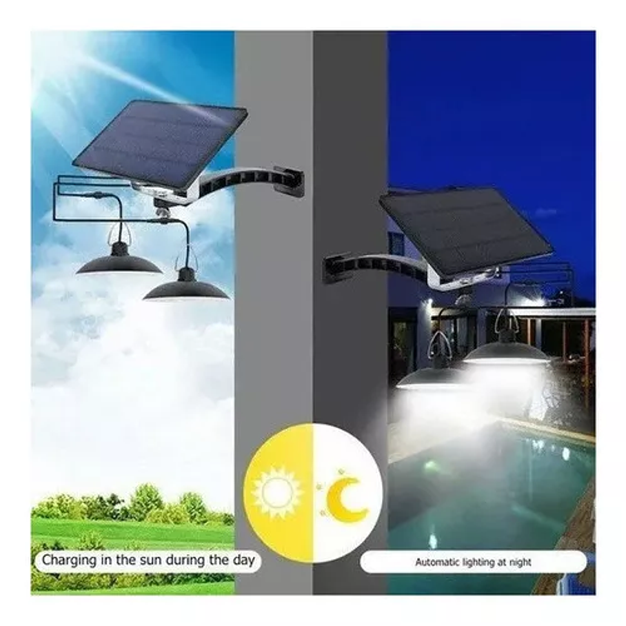 Lámpara Solar Colgante 4800 Mah Lámpara Solar De 2 Cabezales 4