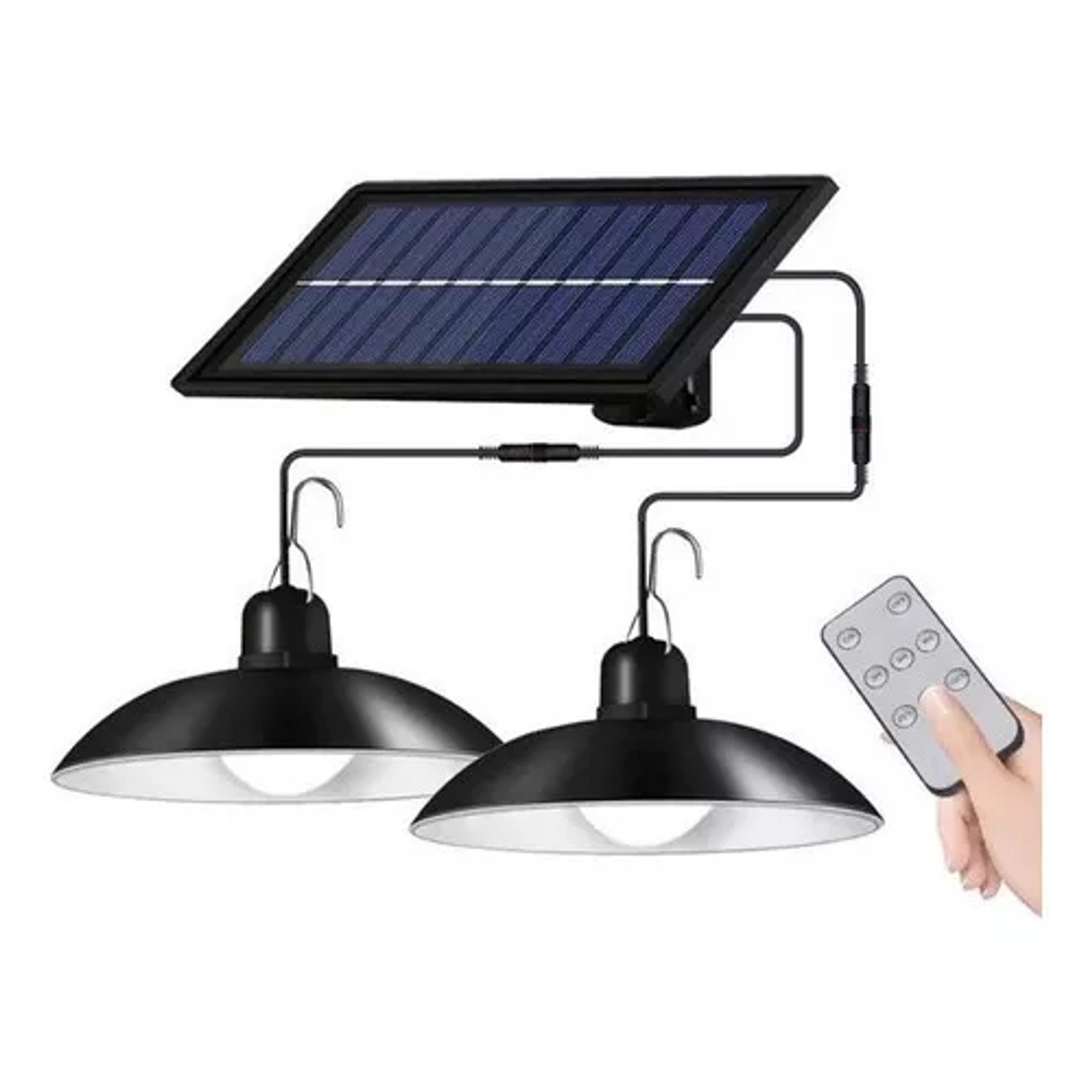 Lámpara Solar Colgante 4800 Mah Lámpara Solar De 2 Cabezales 1