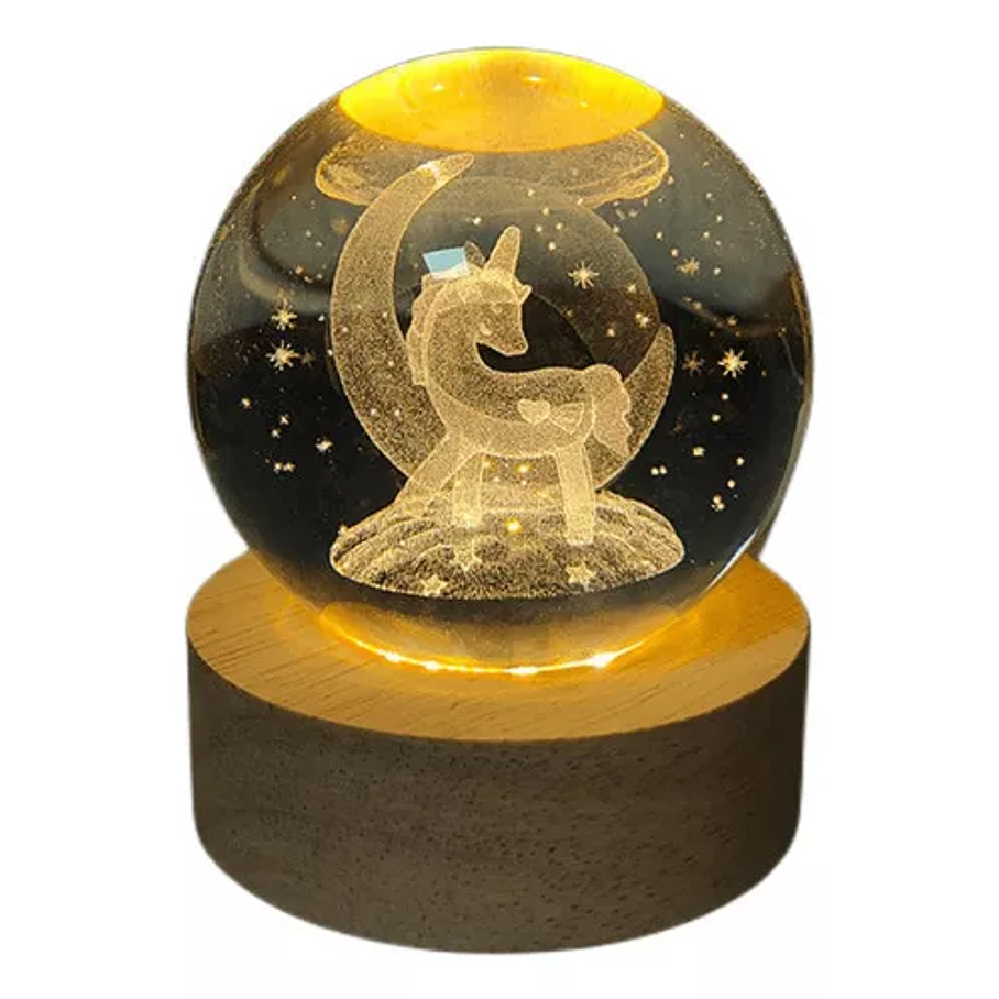 Luz Cálida Luz De Bola De Cristal 3d Unicornio  1