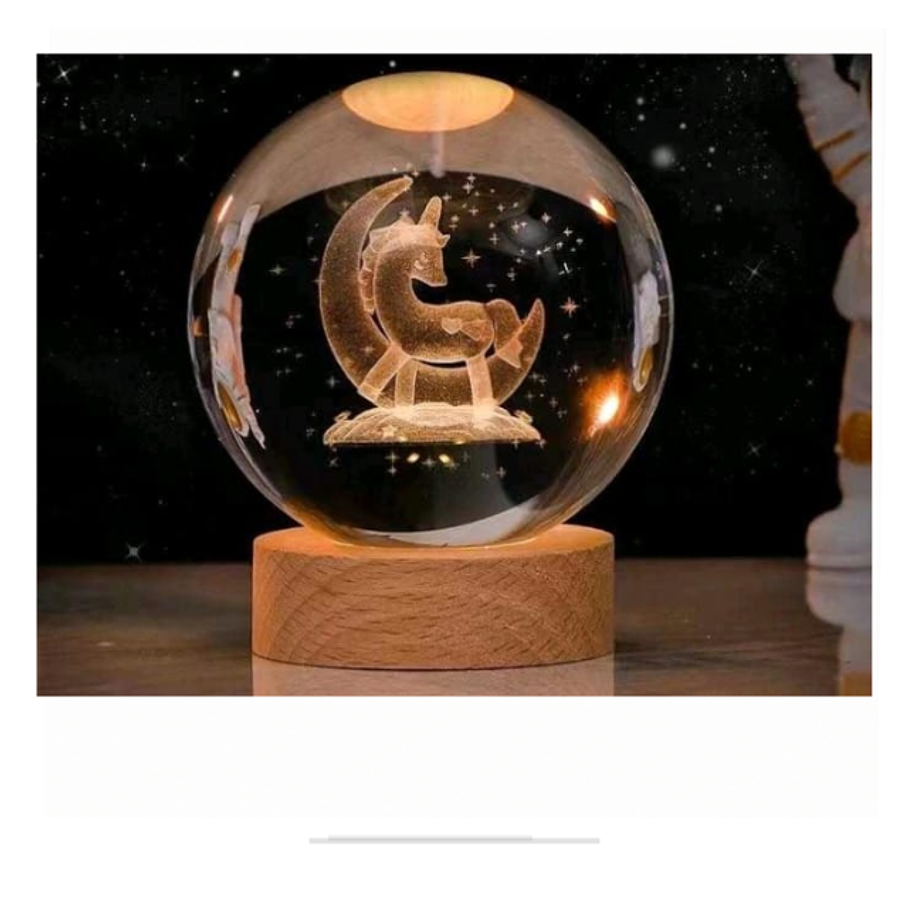Luz Cálida Luz De Bola De Cristal 3d Unicornio  2