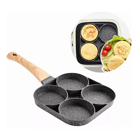 Sartén Antiadherente De 4 Partes, Hamburguesa, Huevo, Mango De Madera