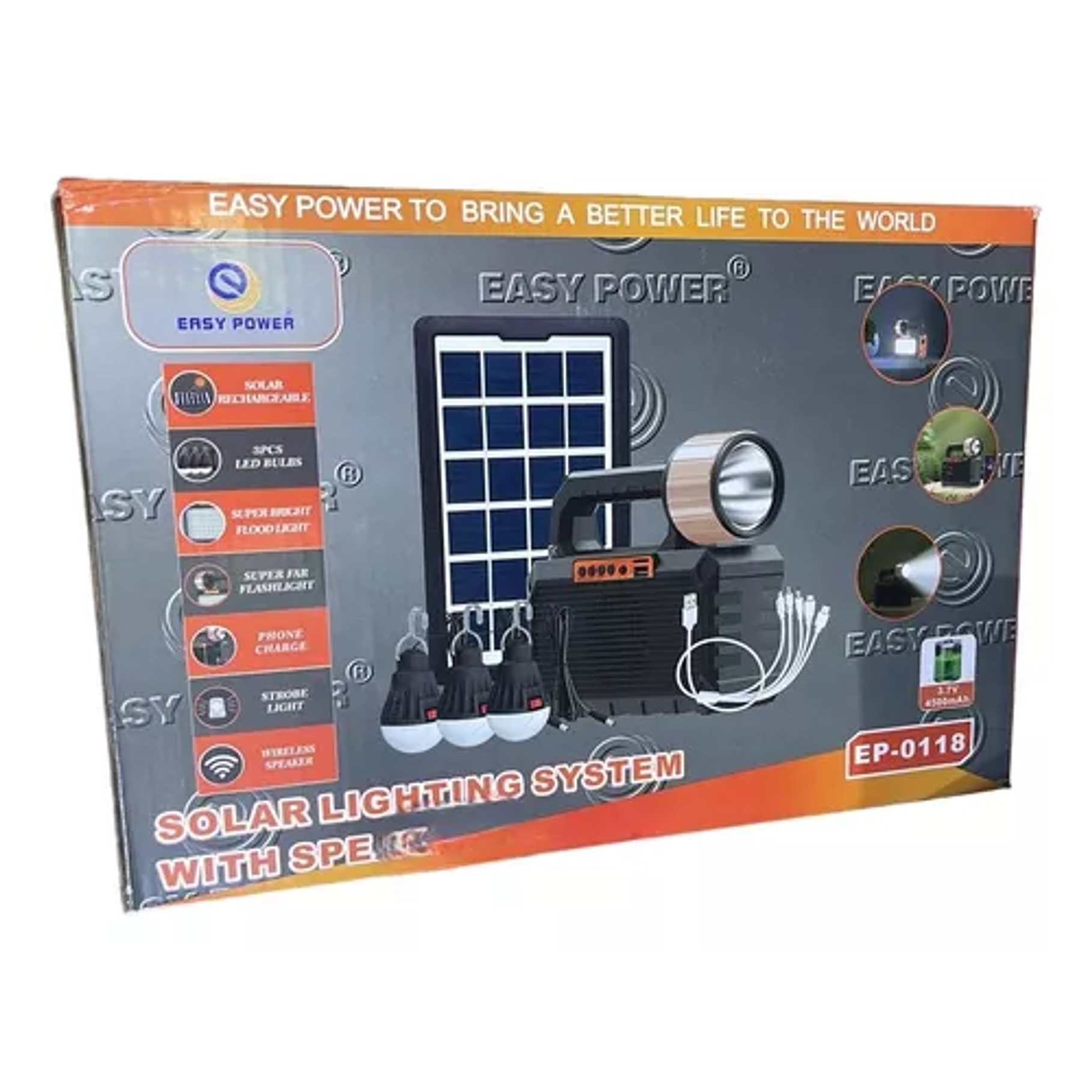 Kit De Energía Solar Multiusos Ampolletas+ linterna+ Usb+ radio 4