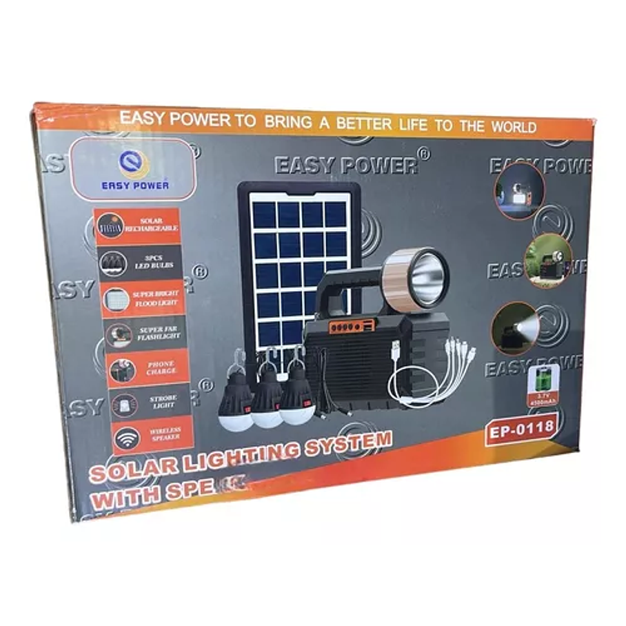 Kit De Energía Solar Multiusos Ampolletas+ linterna+ Usb+ radio 4