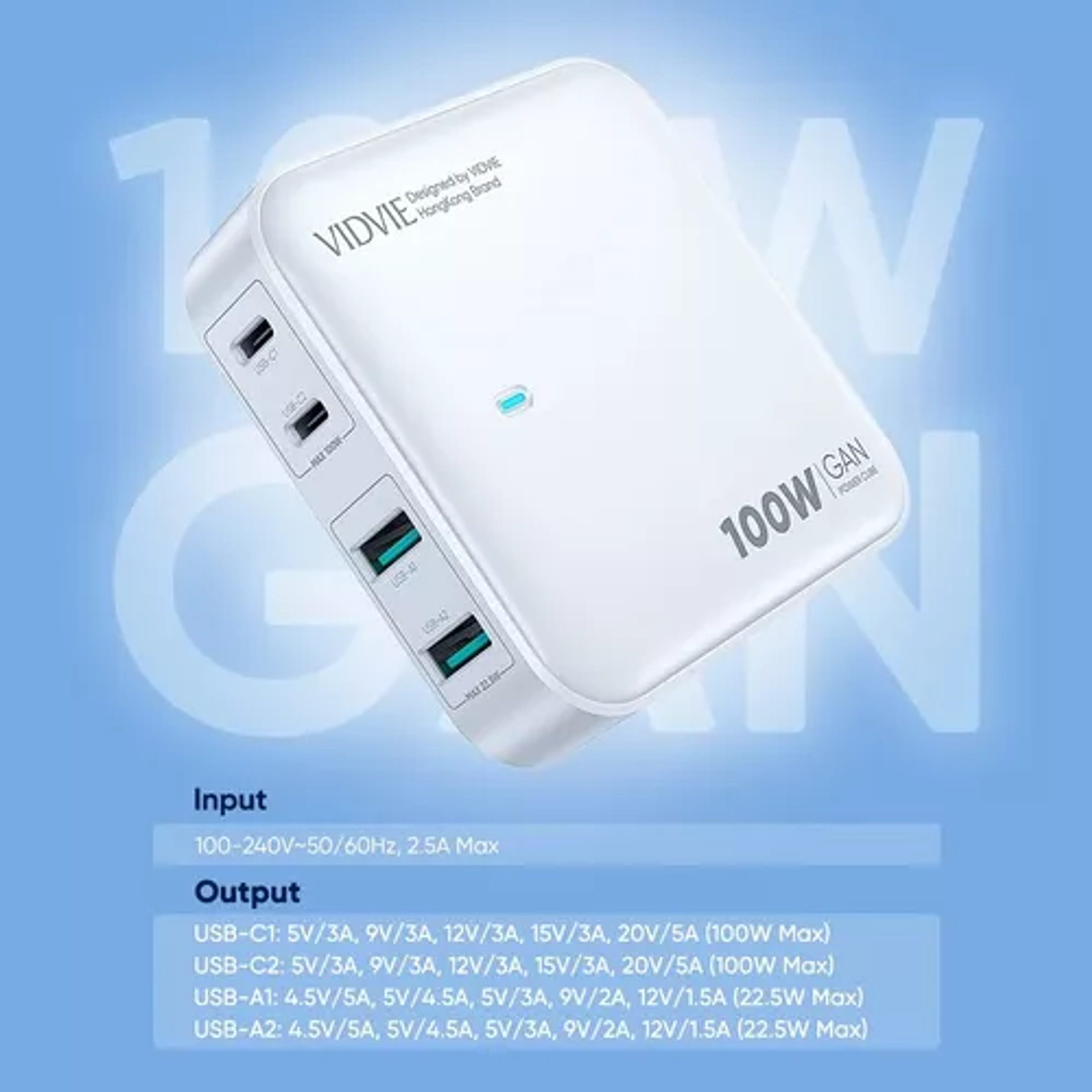 Cargador Carga Super Rápida 100w Vidvie Multifunción 4 En 1 4