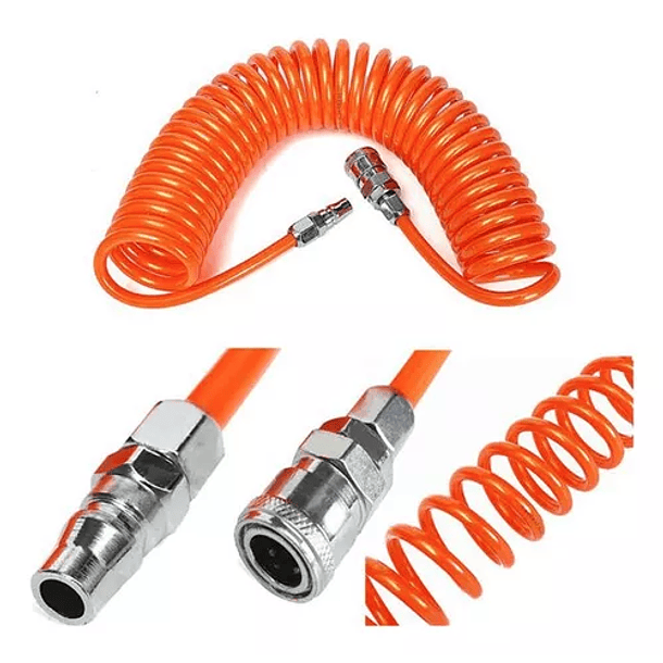 Manguera Para Aire Compresor Espiral 15mts Con Acoples 1