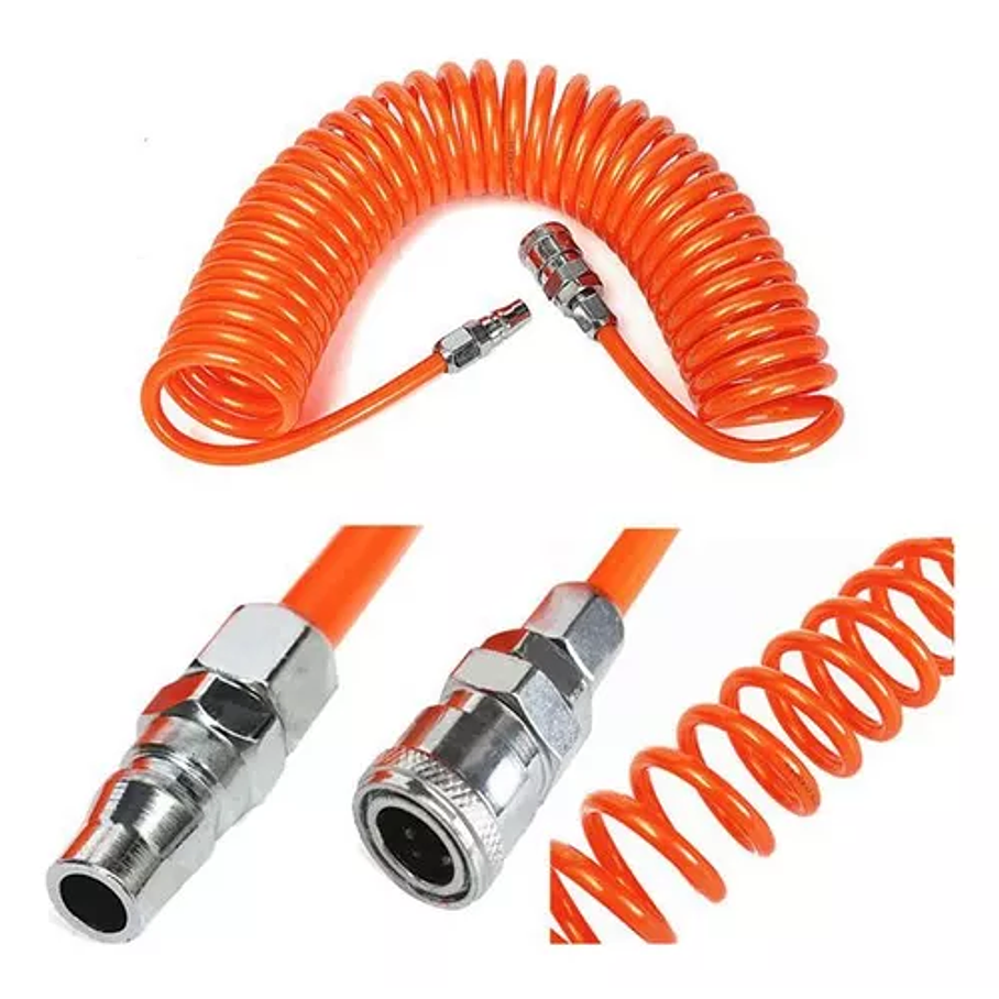 Manguera Para Aire Compresor Espiral 15mts Con Acoples 1