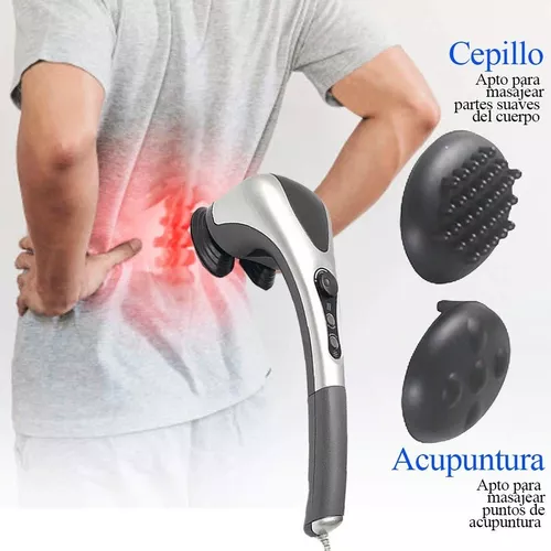Masajeador Corporal Eléctrico Con Doble Cabezal Infrarrojo Color Gris 2