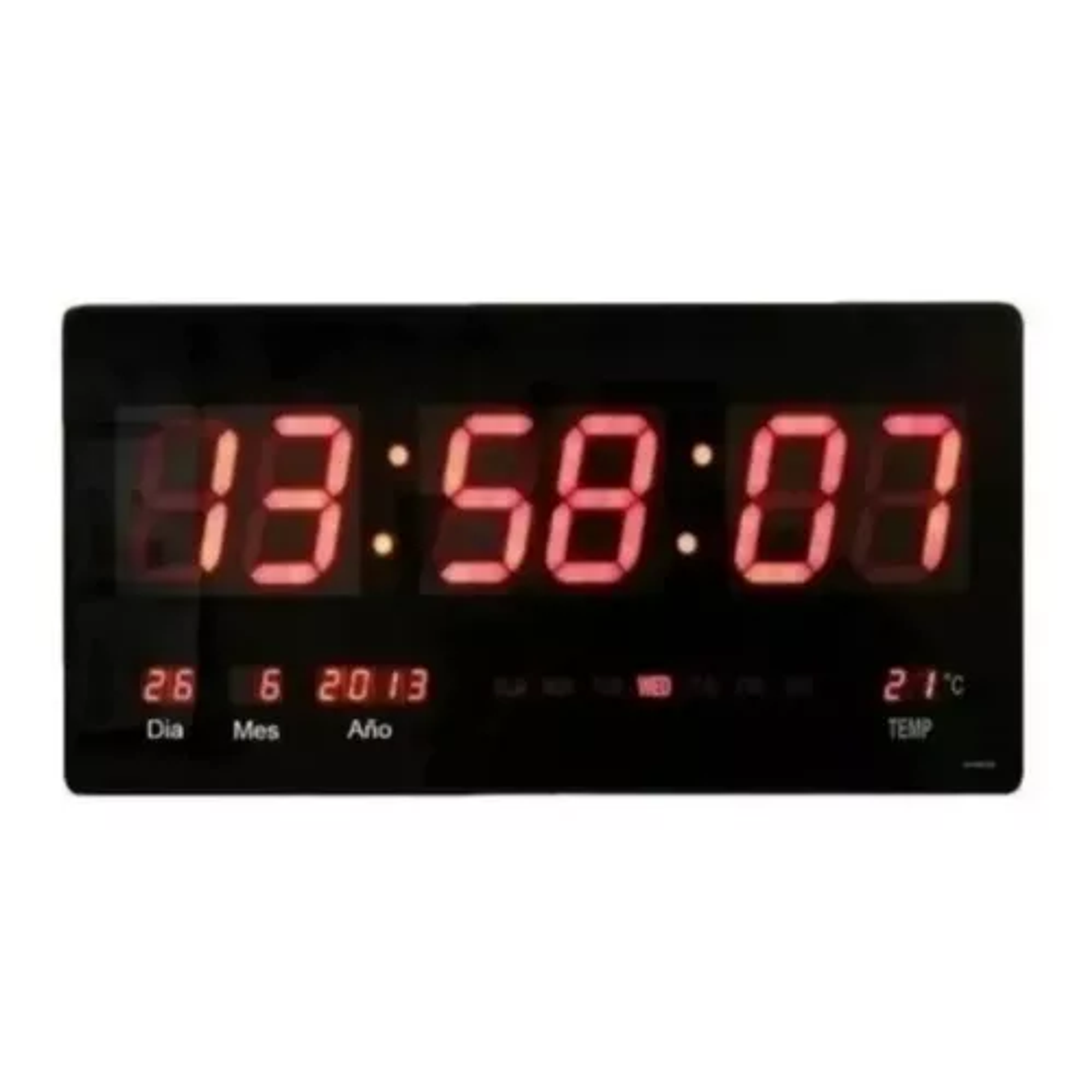 Reloj Digital Pared Luz Led Hora Fecha Temperatura 37x20cm Reloj de Pared  2