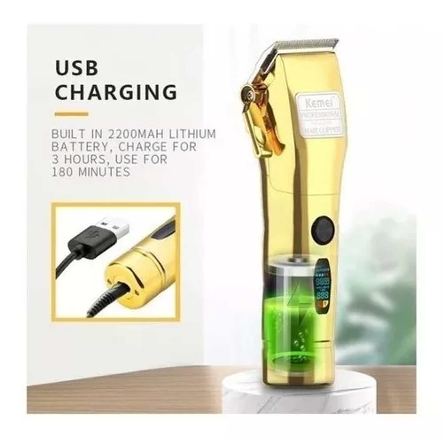 Maquina Afeitadora Inalambrica Km-2850+pg Profesional 2