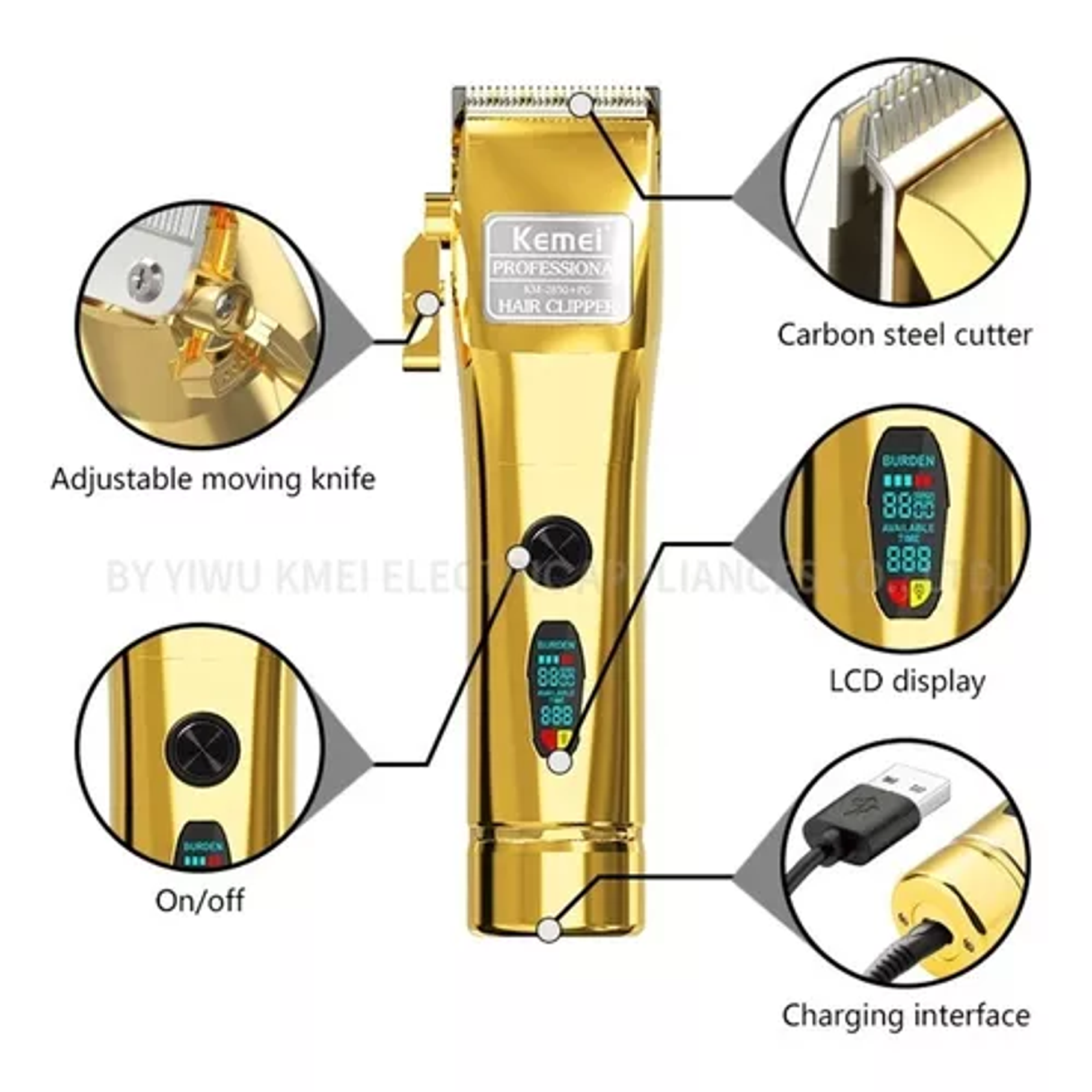 Maquina Afeitadora Inalambrica Km-2850+pg Profesional 5