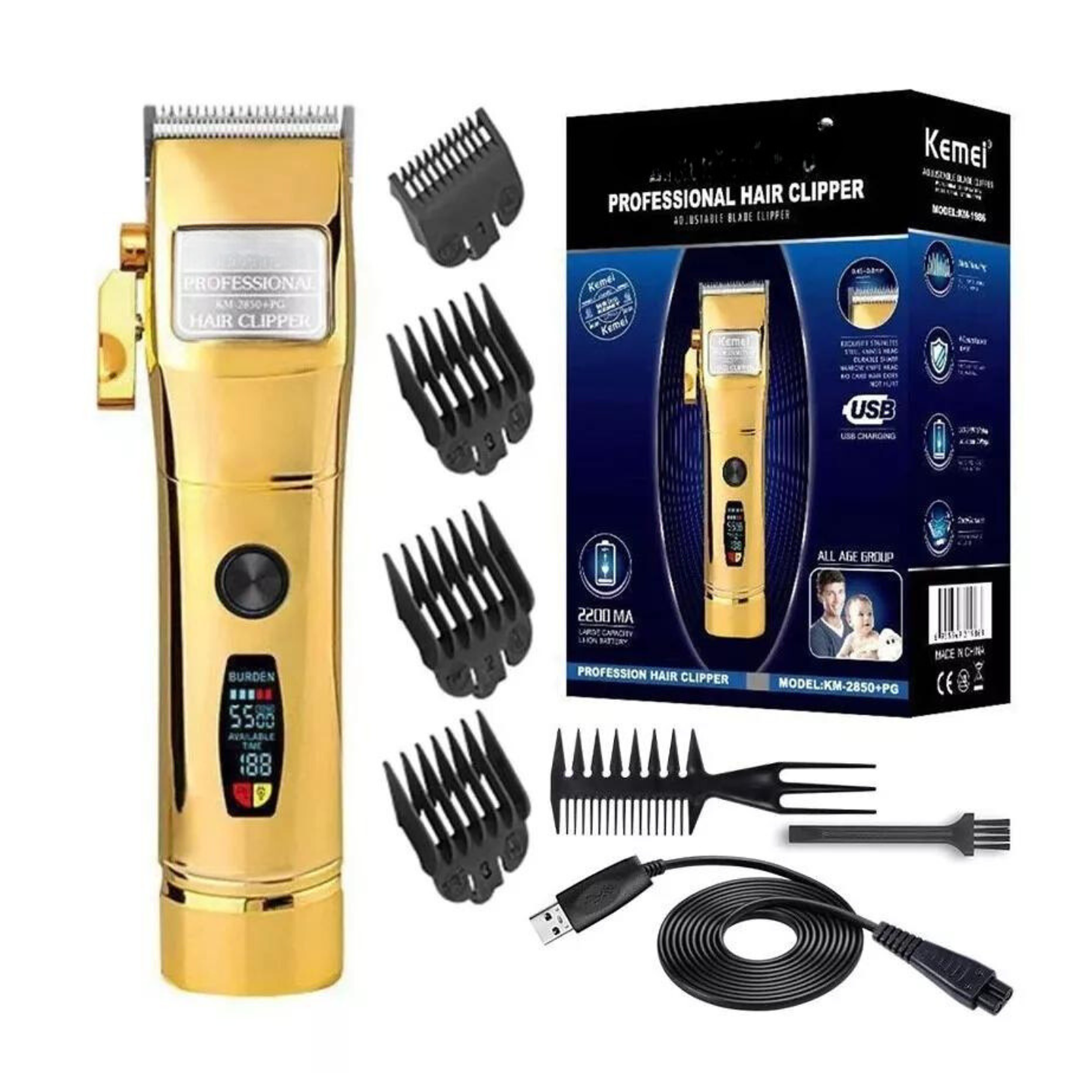 Maquina Afeitadora Inalambrica Km-2850+pg Profesional 1