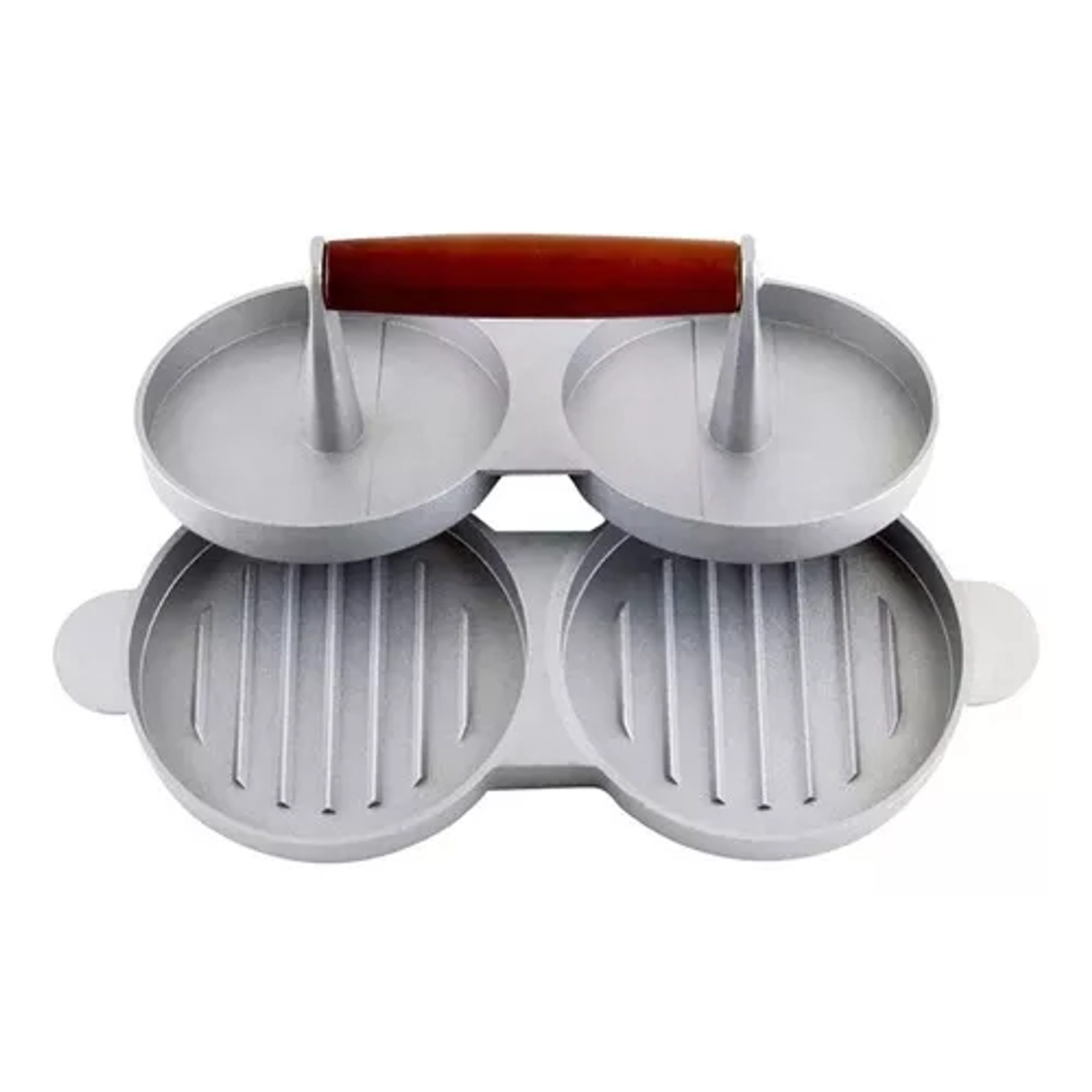 Prensa Doble Hamburguesas Con Mango Madera  4