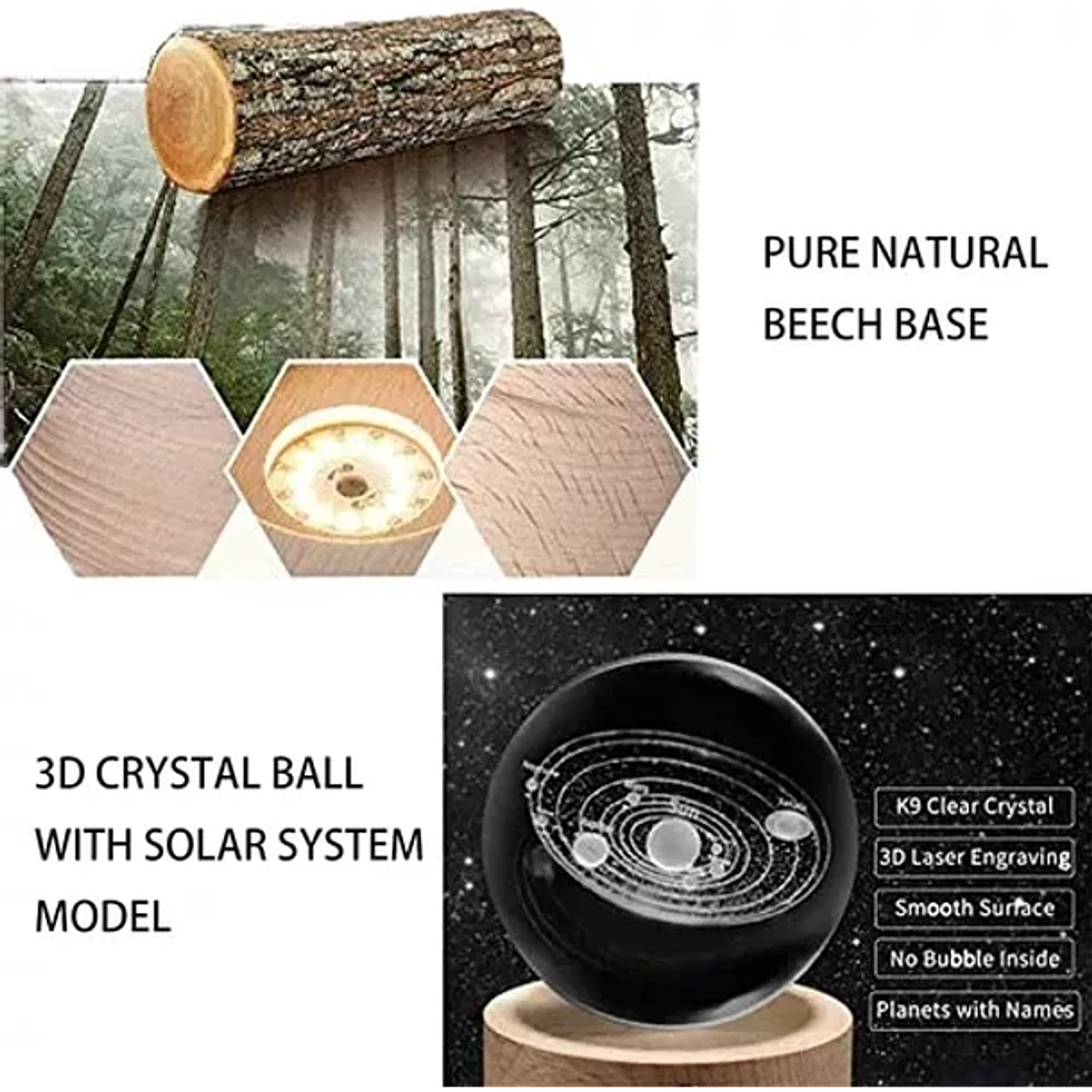 Lampara De Luz Led 3d Bola de Cristal Saturno  3