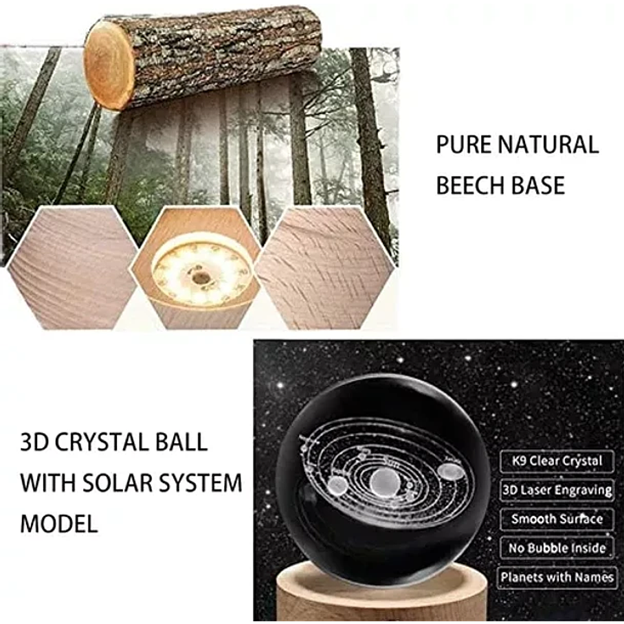 Lampara De Luz Led 3d Bola de Cristal Saturno  3