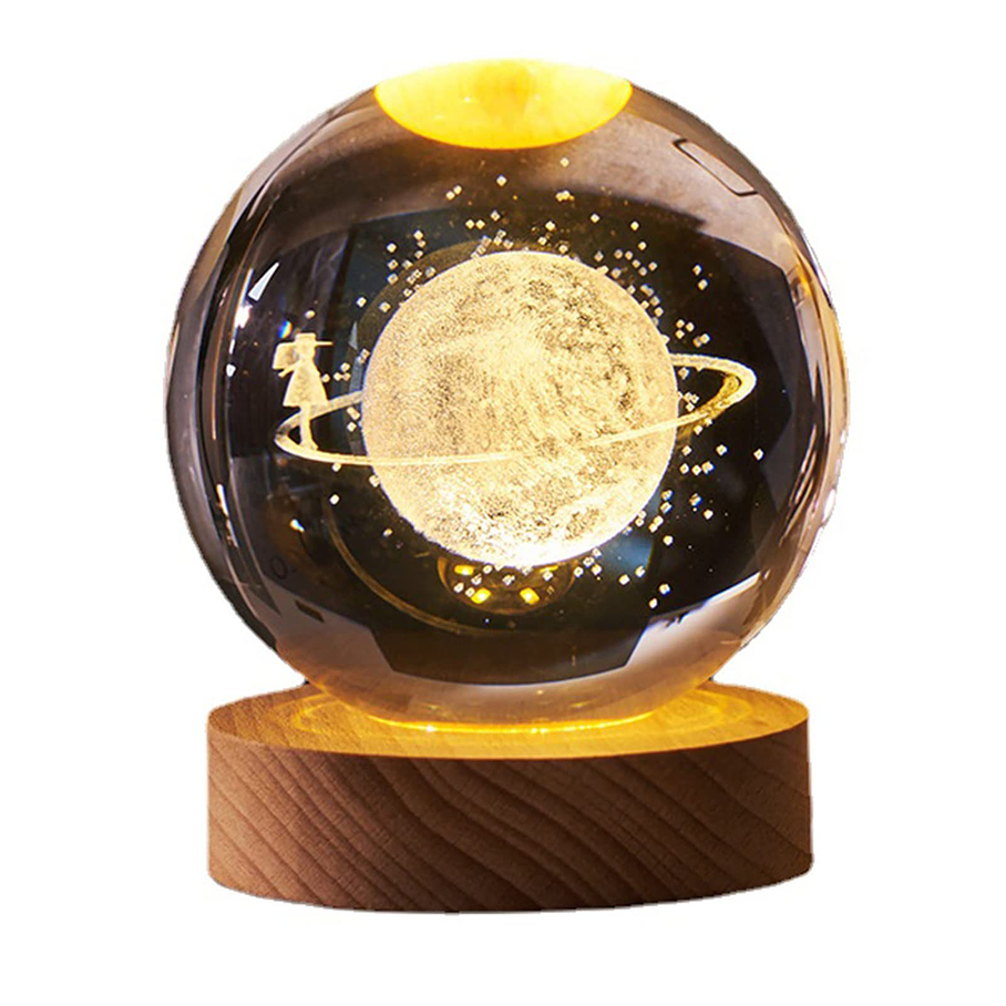 Lampara De Luz Led 3d Bola de Cristal Saturno  1