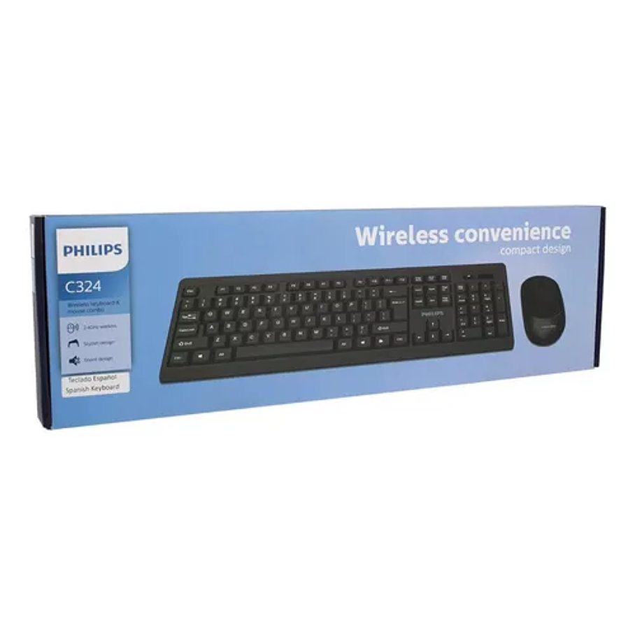 Combo Teclado + Mouse Inalambrico Philips Negro 1