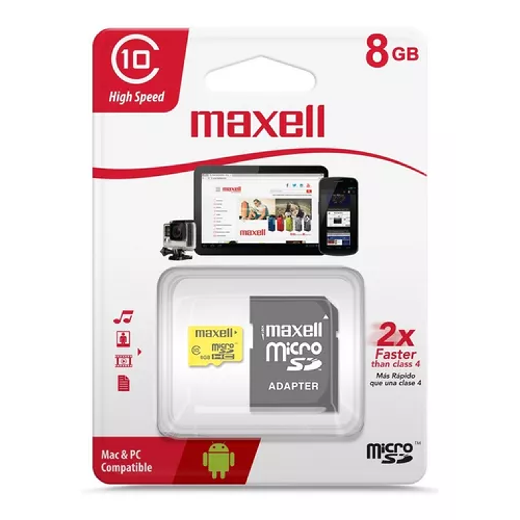 Tarjeta Memoria Micro Sd 8gb Clase 10 Uhs-1 Maxell 1