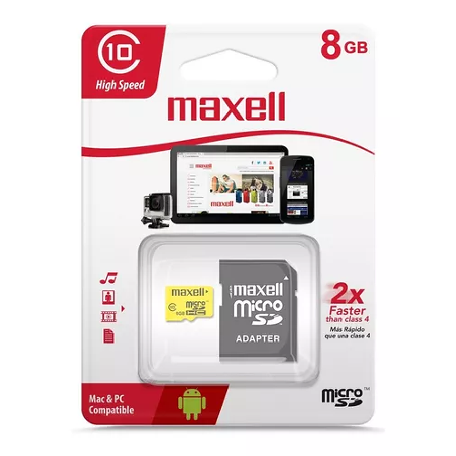 Tarjeta Memoria Micro Sd 8gb Clase 10 Uhs-1 Maxell 1
