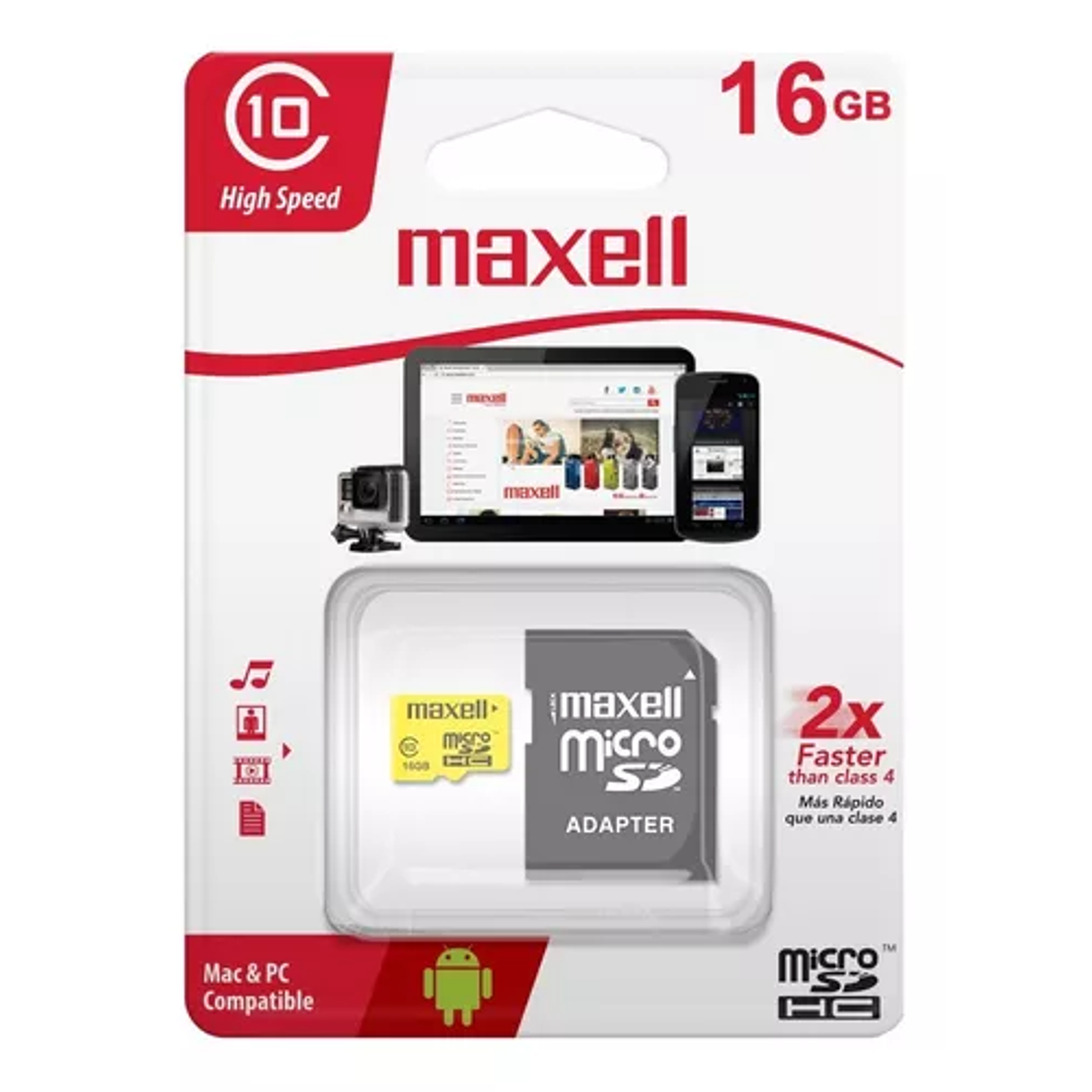 Tarjeta Memoria Micro Sd 16gb Clase 10 90mb/s Uhs-1 Maxell 1