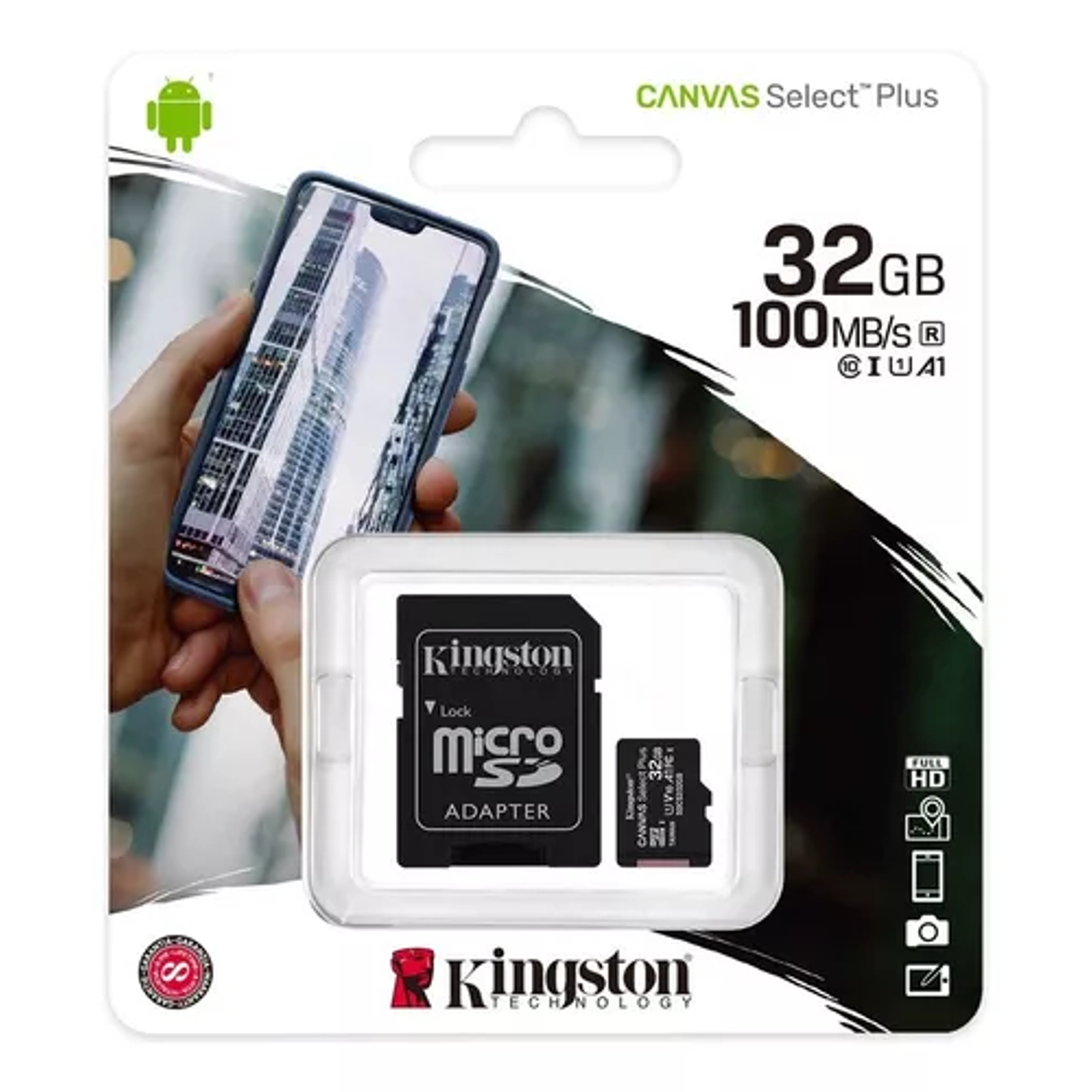 Tarjeta de memoria Kingston 32GB MicroSD hc Canvas Select Plus con adaptador 1