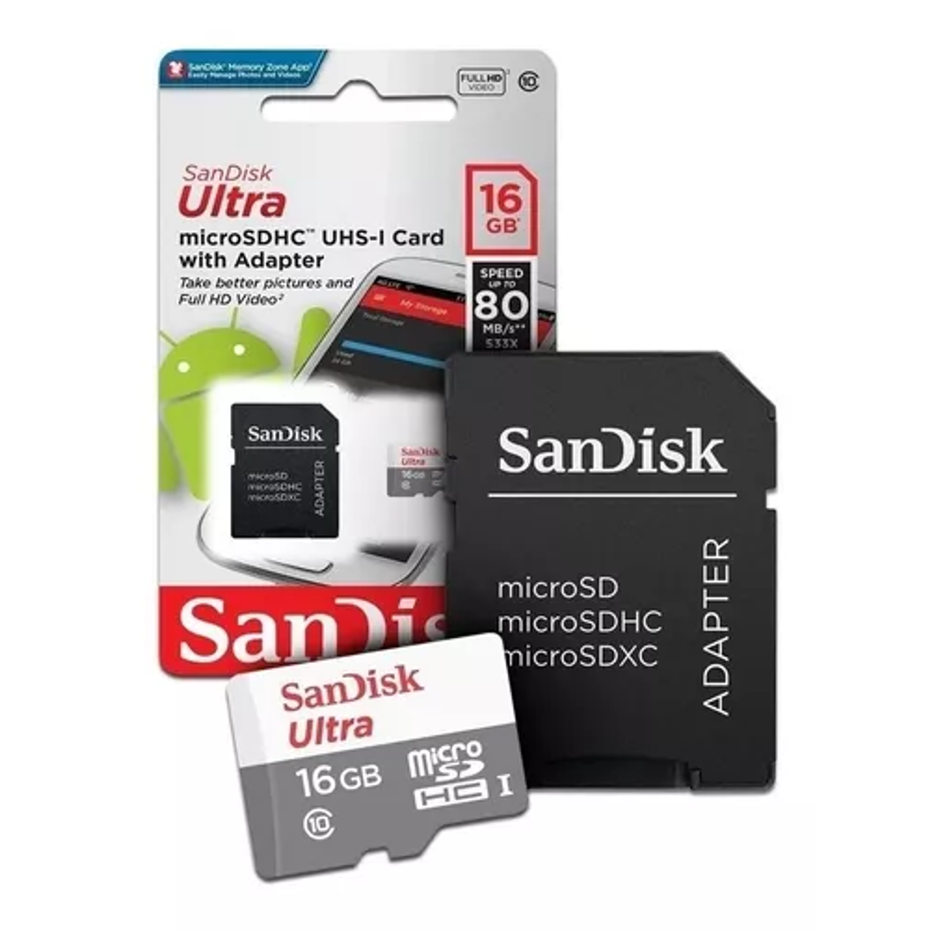 Memoria Micro Sd Sandisk Ultra 16gb + Adaptador 1