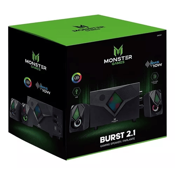 Subwoofer Monster Games Burst 2.1 Color Negro 2
