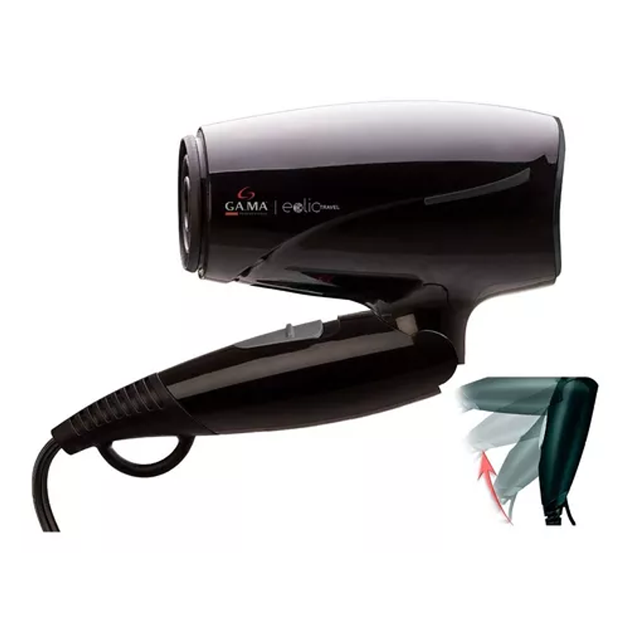 Secador Gama Eolic Travel Ion Turmalina Plegable Compacto Color Negro 3