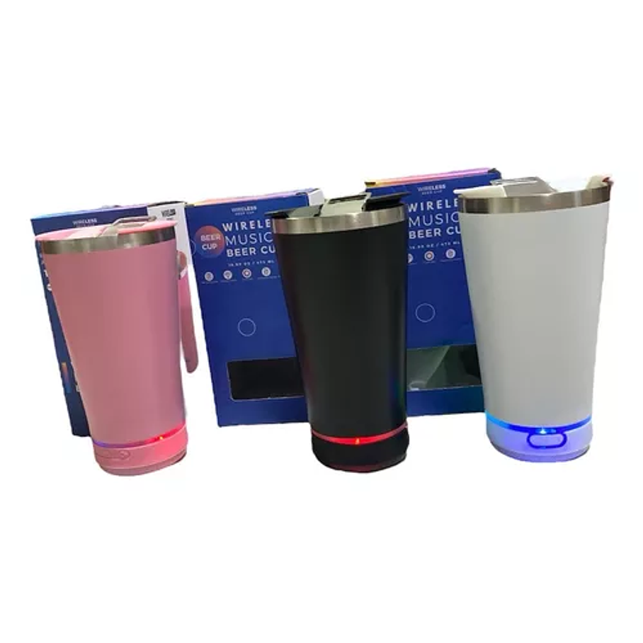 Vaso Térmico 473ml Parlante Inalámbrico Rgb Music Beer 3