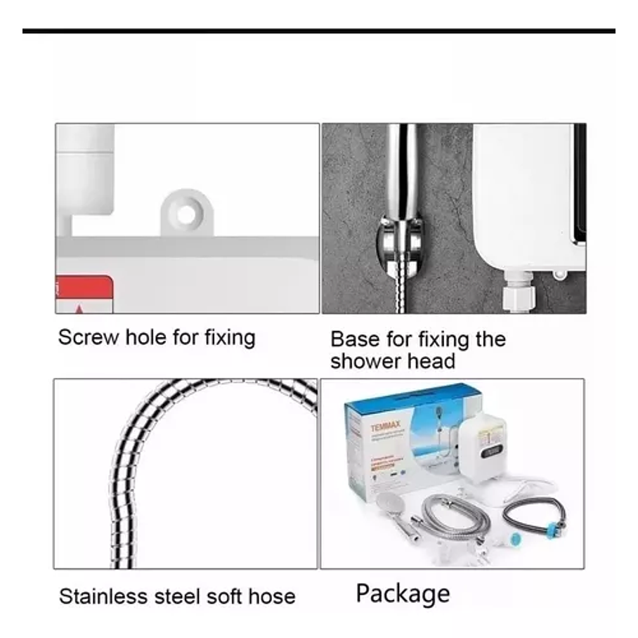 Mini Calentador De Agua Termostático Ducha Calienta En 3 Seg Color Blanco 2