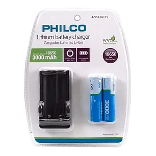 Cargador Philco Para Bateria De Litio 18650 + 2 Baterias