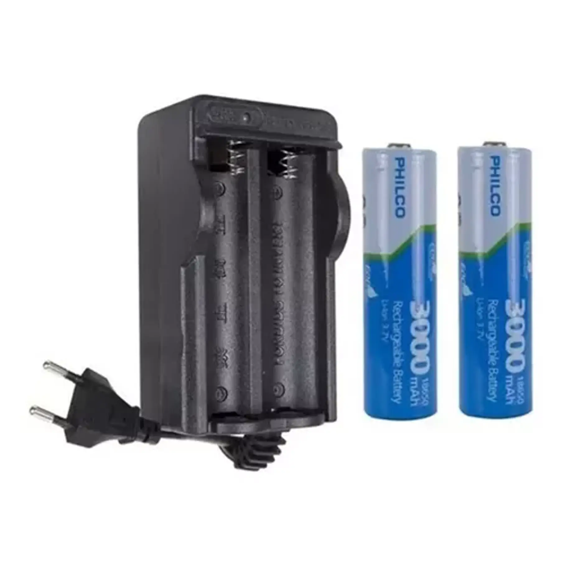 Cargador Philco Para Bateria De Litio 18650 + 2 Baterias 3