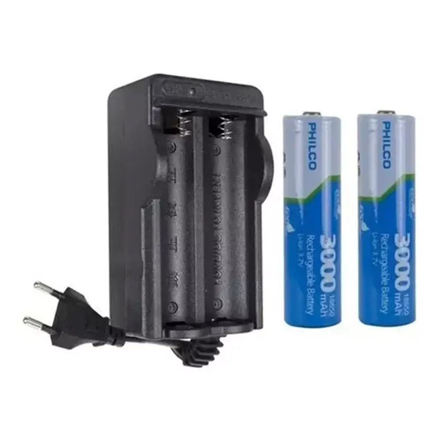 Cargador Philco Para Bateria De Litio 18650 + 2 Baterias 3