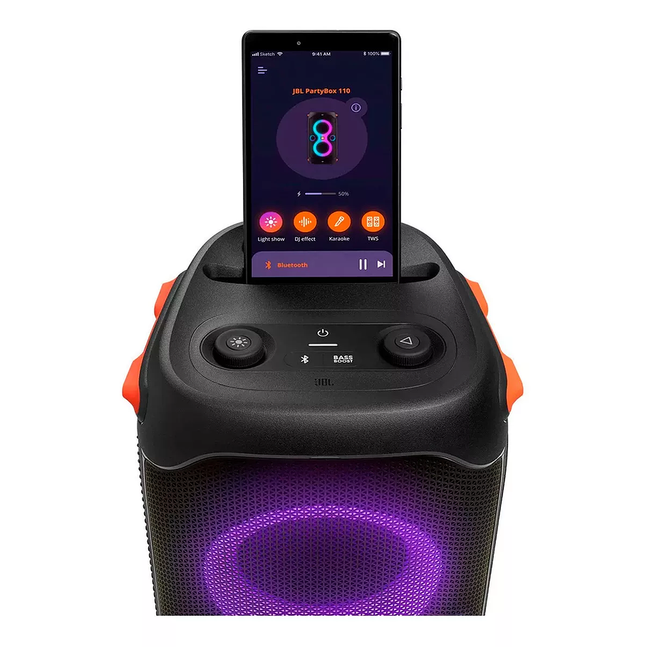 Parlante JBL PartyBox 110 portátil con bluetooth negra 100V/240V 2