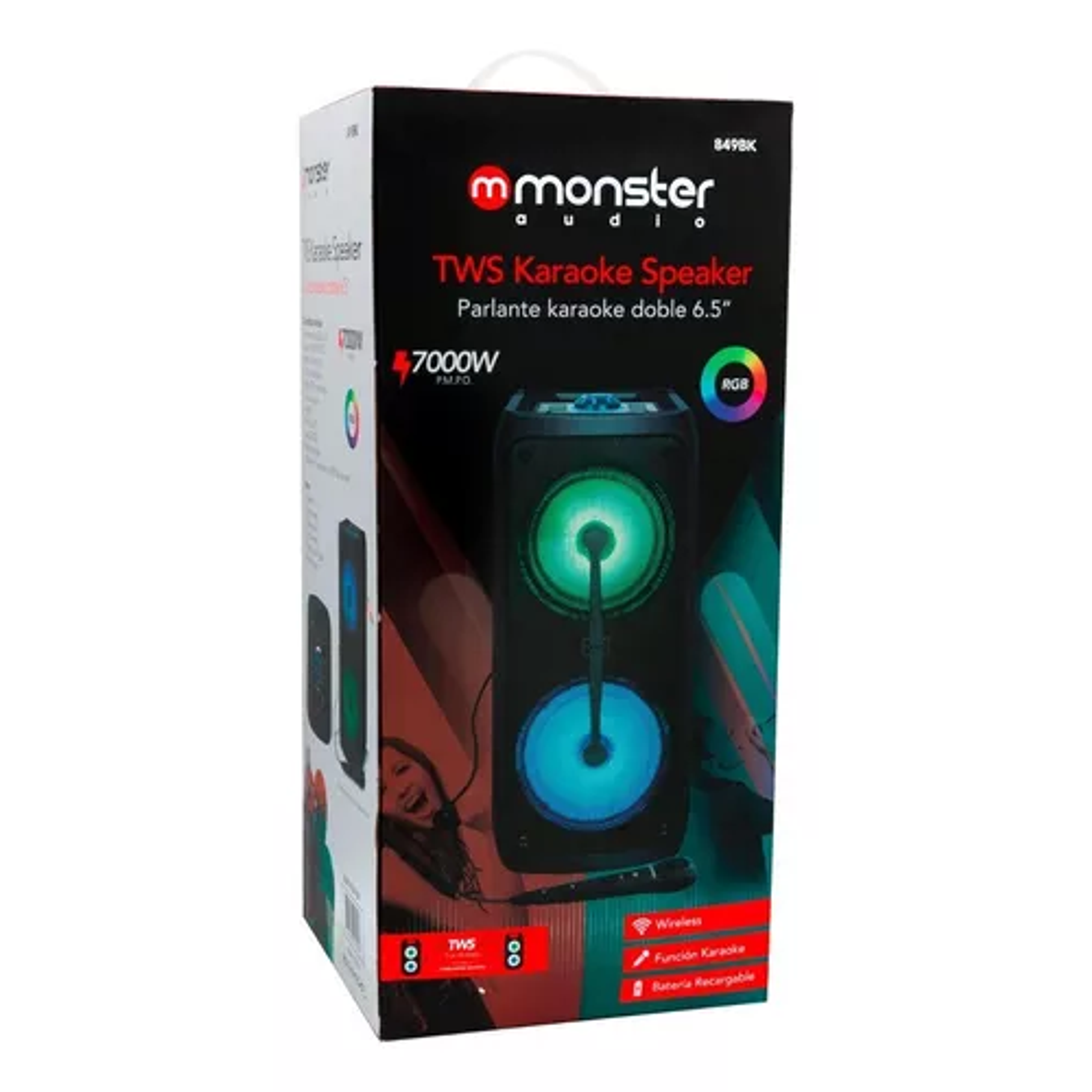 Parlante Karaoke Monster Audio 849bk 7000W RGB Doble 6