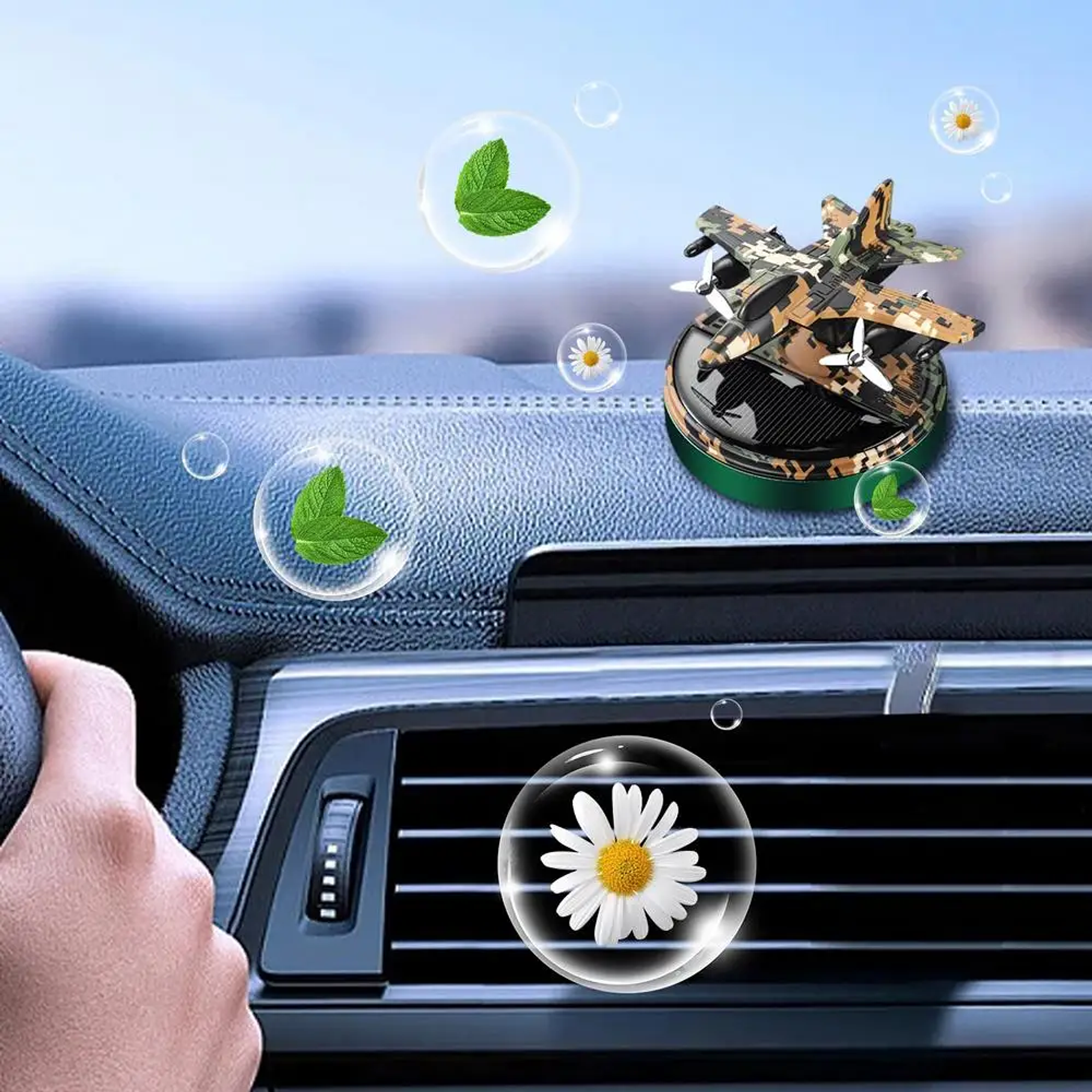 Aromatizador Para Auto con Carga Solar Avion  3